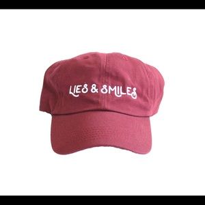 Lies and smiles dad hat Sylvia Plath deep maroon